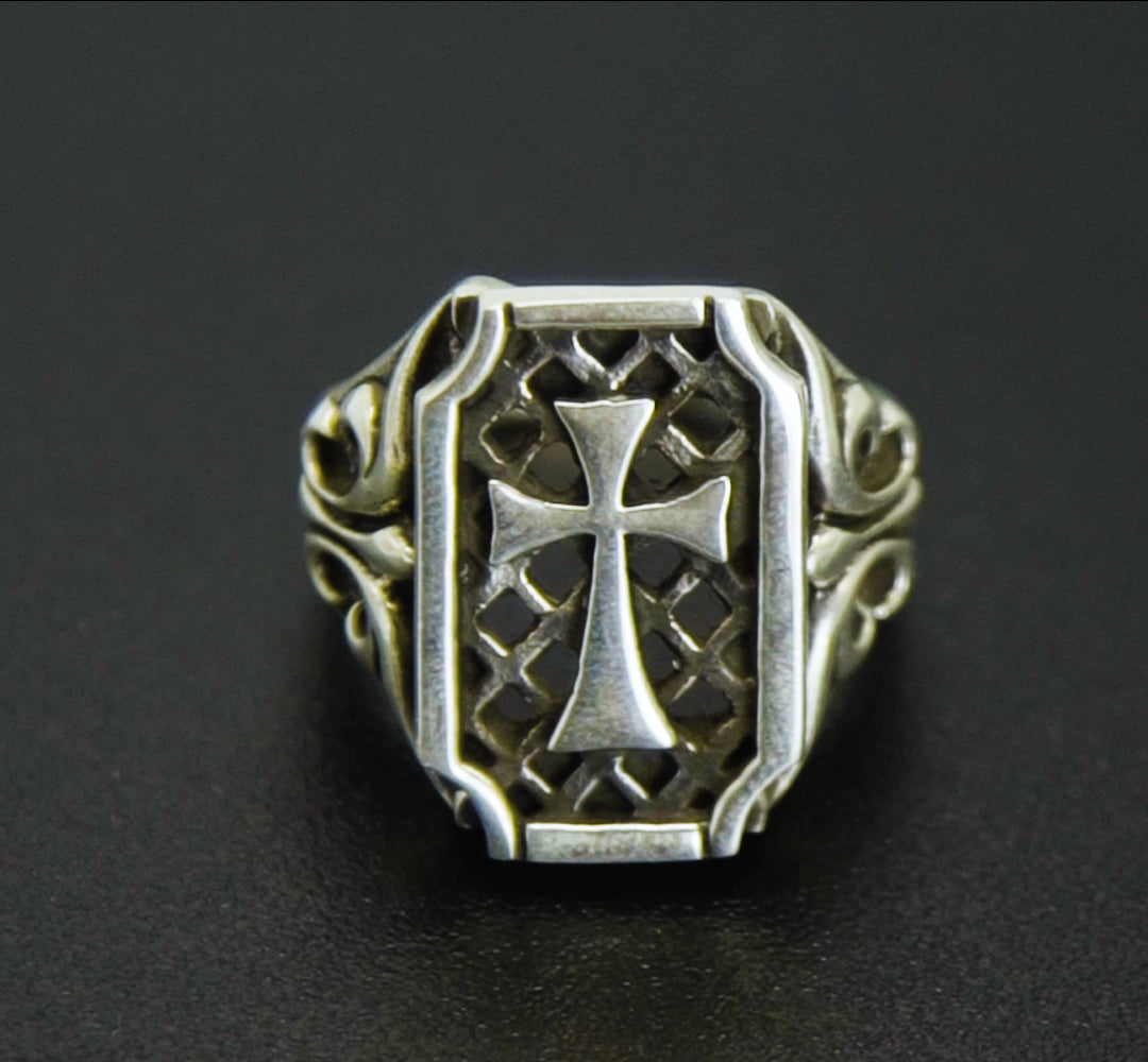 Anel Prata 925 Cross