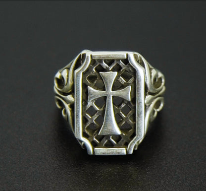 Anel Prata 925 Cross