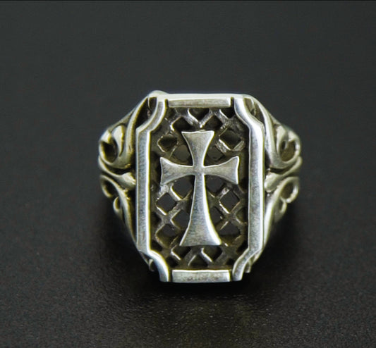 Anel Prata 925 Cross