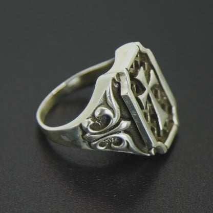 Anel Prata 925 Cross