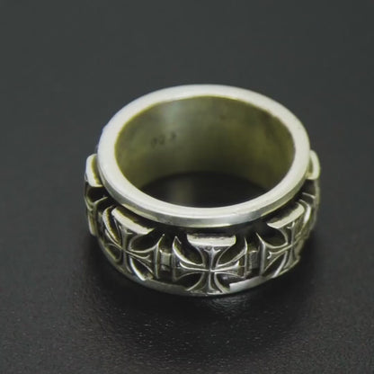 Anel Prata 925 Spinner Cross