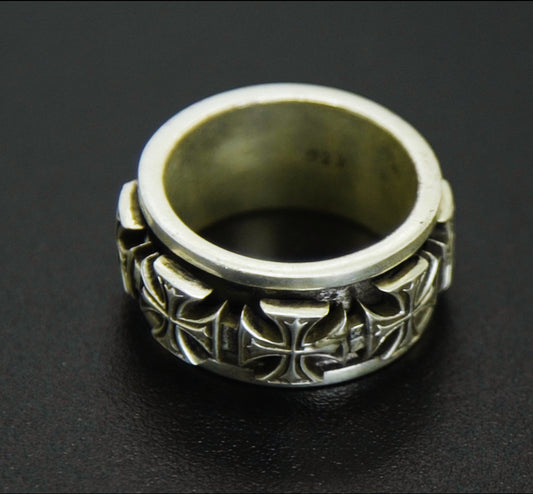 Anel Prata 925 Spinner Cross