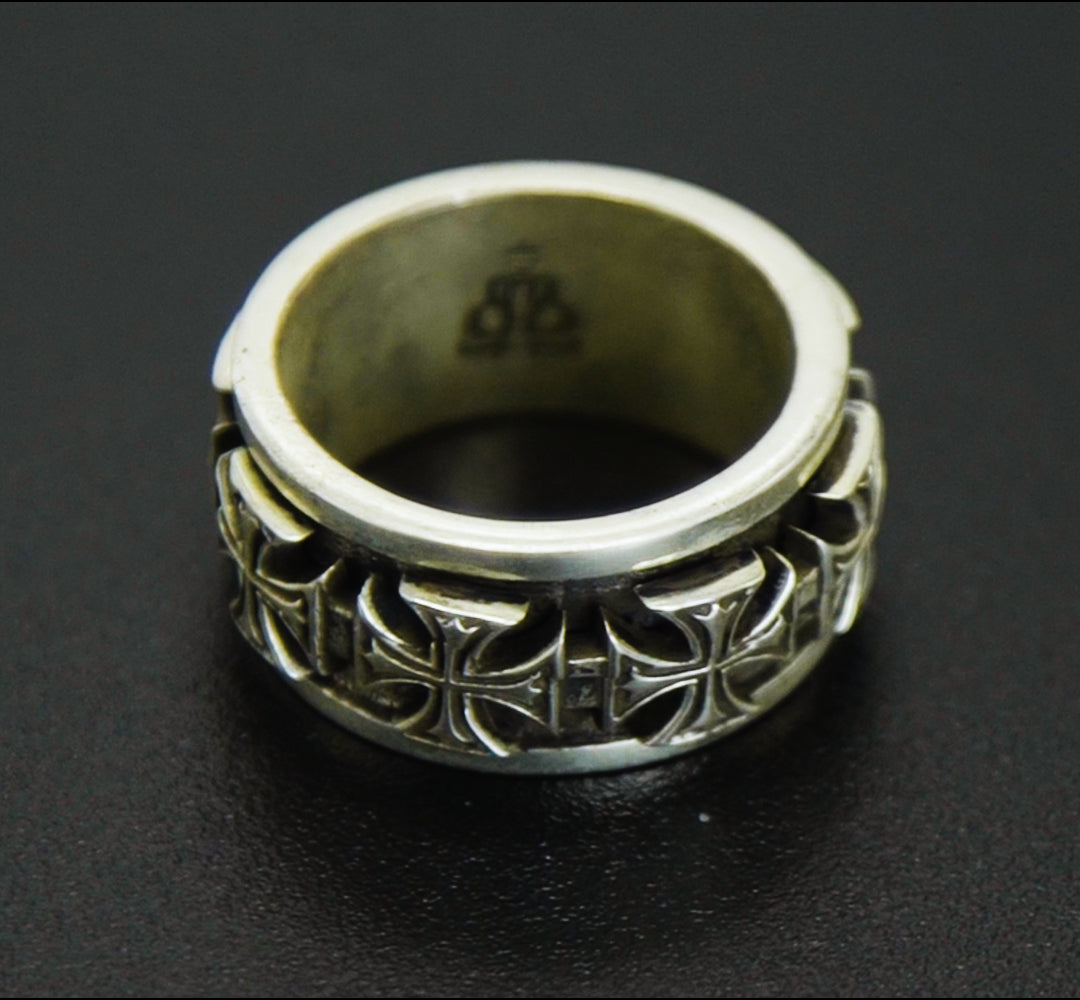 Anel Prata 925 Spinner Cross