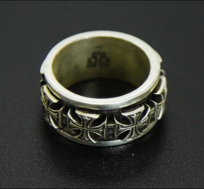 Anel Prata 925 Spinner Cross