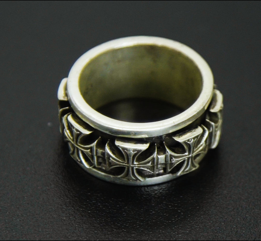 Anel Prata 925 Spinner Cross